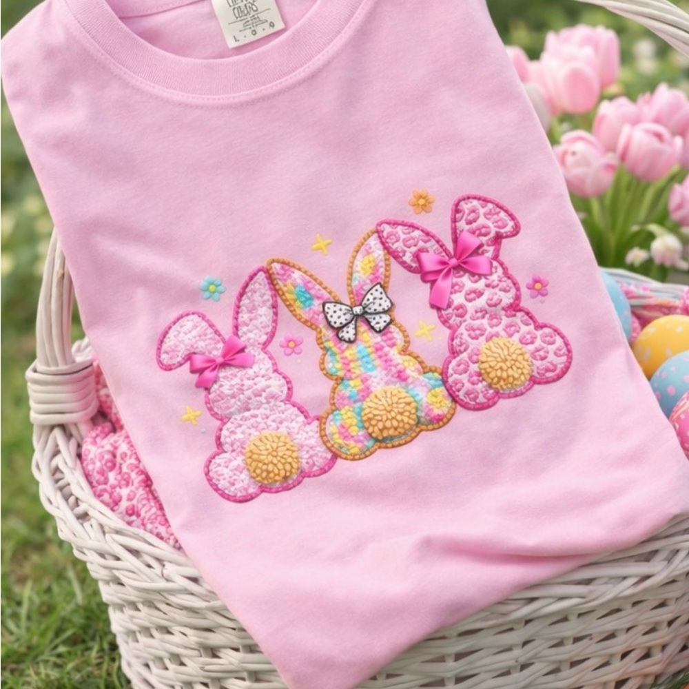 Comfort Colors Pink Easter Bunny Graphic T-Shirt for spring